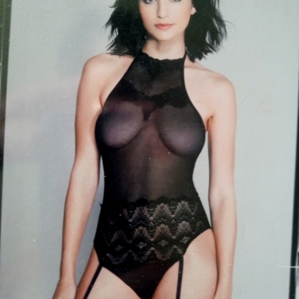 Women's black lace teddy